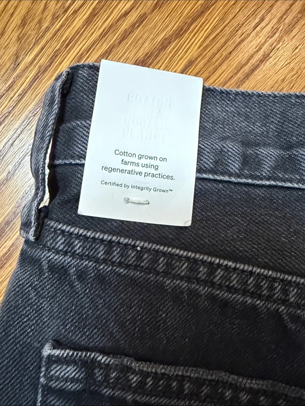 Agolde Parker Long Black Denim Shorts with Raw Hem 27